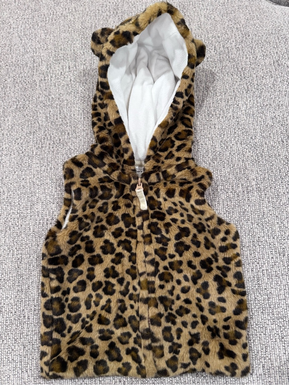 Carter's Leopard Print Faux Fur Hooded Vest - 2T